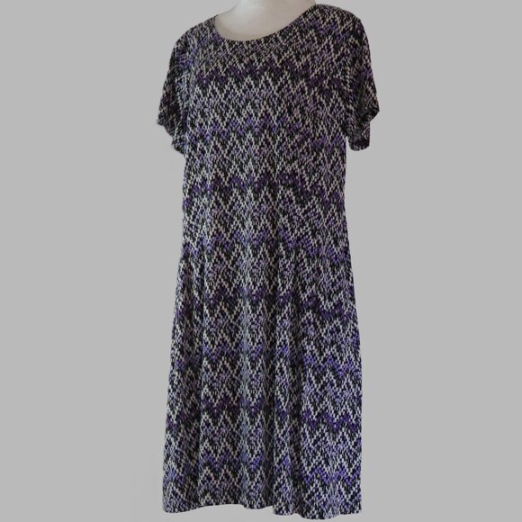 Roz & Ali Women's Multi-Colored Zig Zag Print Zip Back Midi Dress with Pockets S - Picture 4 of 7